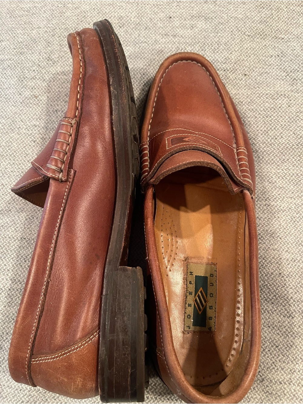 Joseph Abboud Chestnut Brown Leather Penny Loafers - Picture 3 of 5